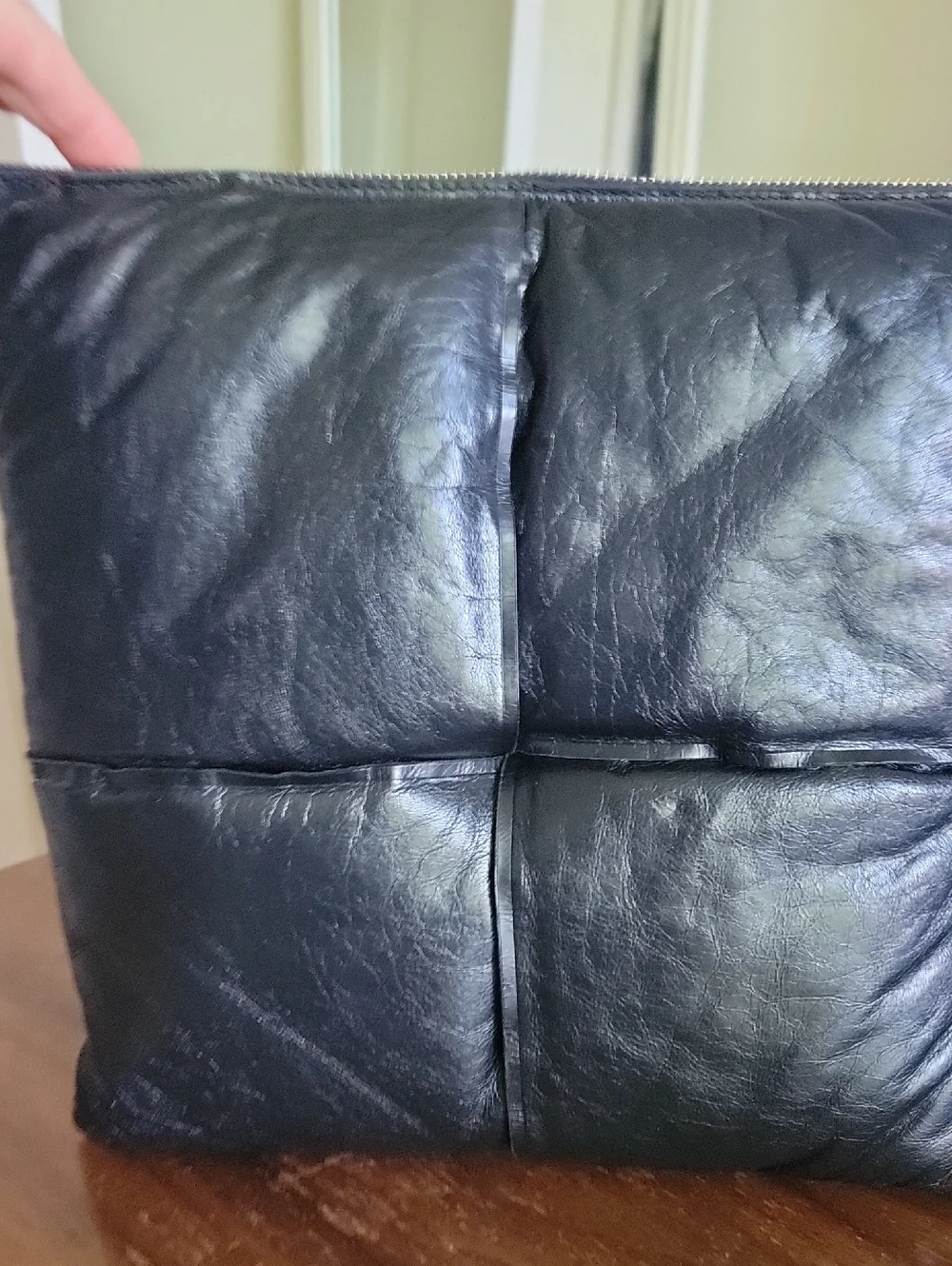Bottega Veneta Black Quilted Leather Puffy Wristlet Pouch